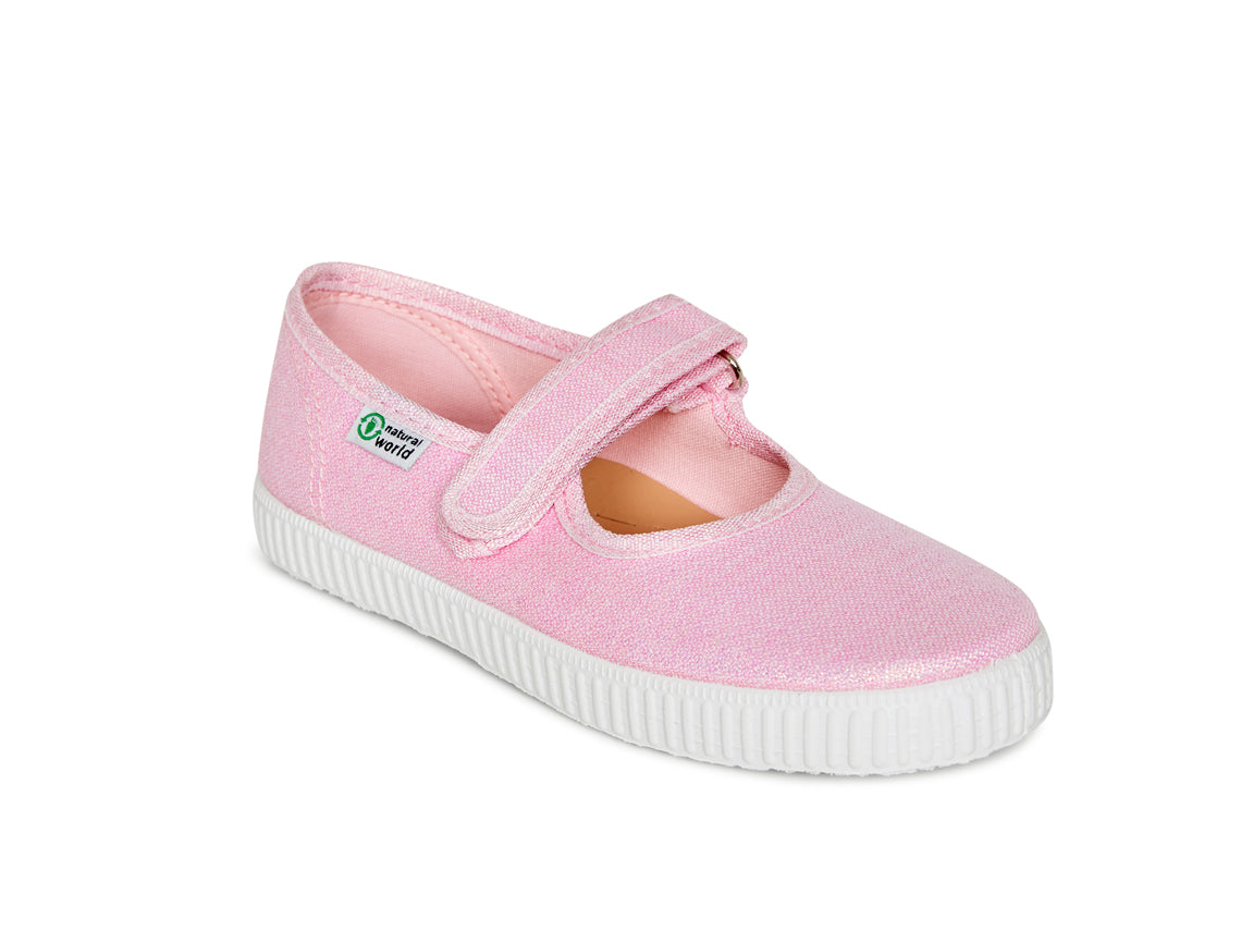 56083 Stoffschuh Riemchen Glitzer
