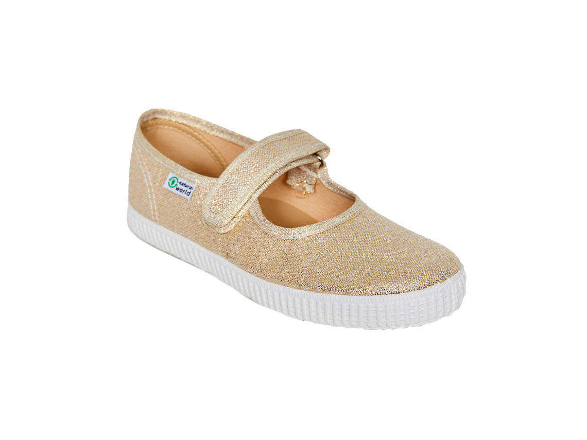 56083 Stoffschuh Riemchen Glitzer